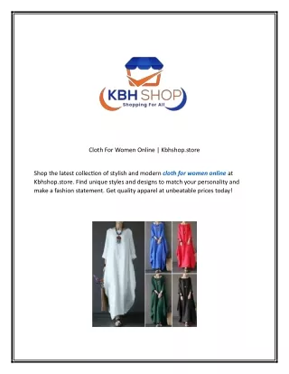 Cloth For Women Online  Kbhshop.store