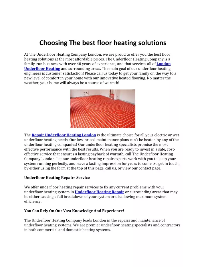 choosing the best floor heating solutions