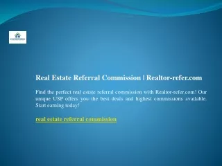 Real Estate Referral Commission  Realtor-refer.com