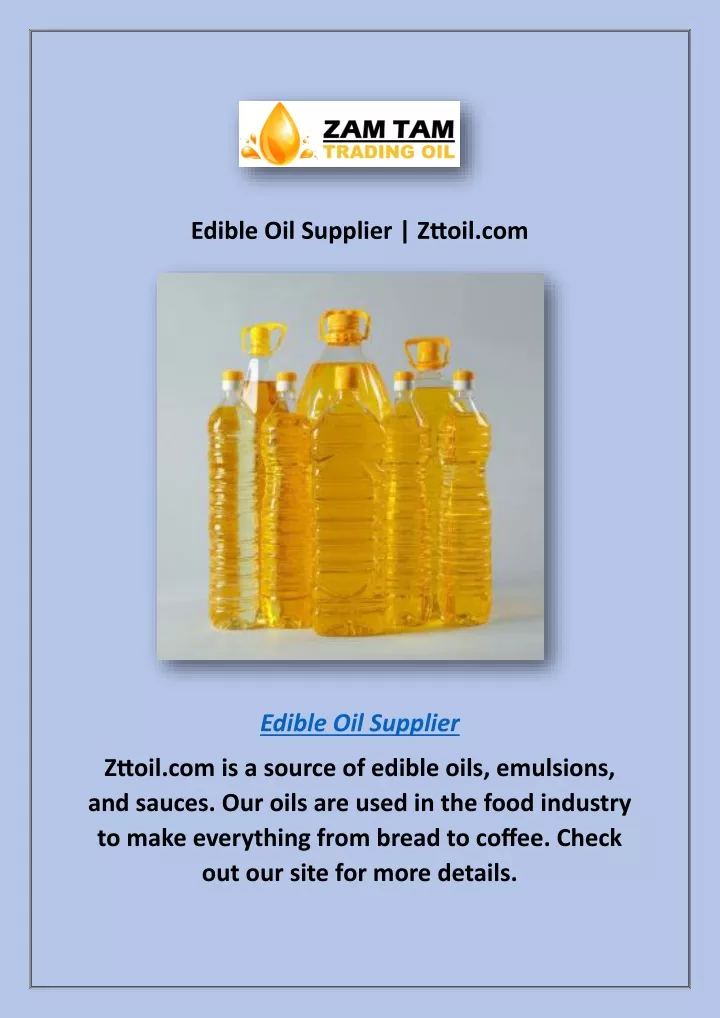 edible oil supplier zttoil com