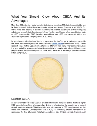 what you should know about cbda and its advantages