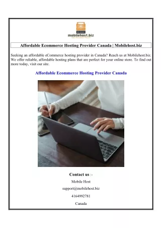 Affordable Ecommerce Hosting Provider Canada  Mobilehost.biz