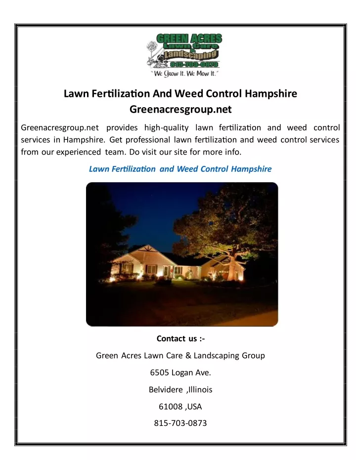 lawn fertilization and weed control hampshire