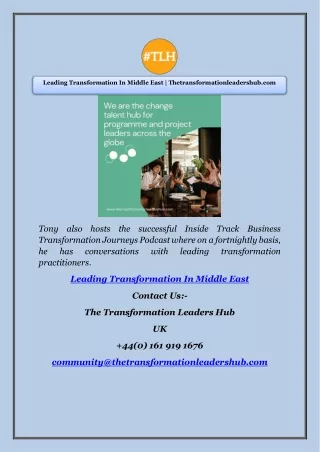 Leading Transformation In Middle East | Thetransformationleadershub.com