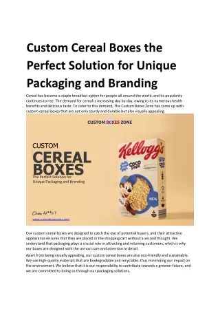 Custom Cereal Boxes the Perfect Solution for Unique Packaging