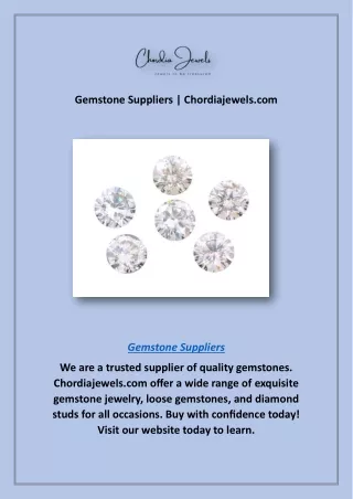 Gemstone Suppliers | Chordiajewels.com