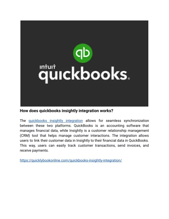 how does quickbooks insightly integration works