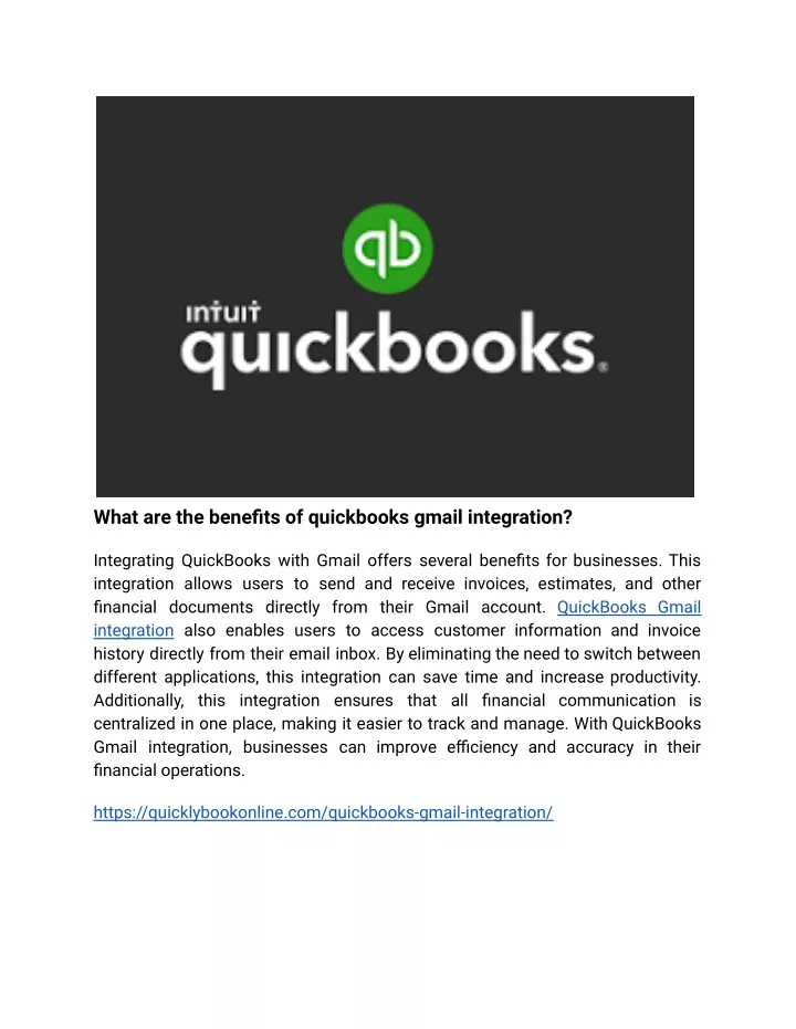 what are the benefits of quickbooks gmail