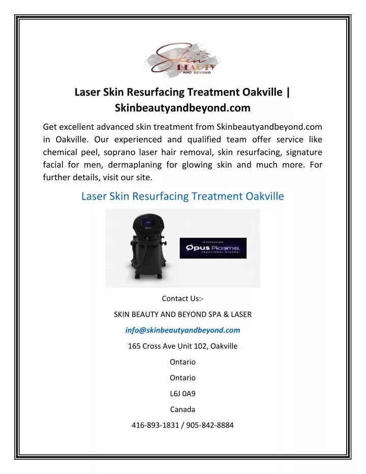 laser skin resurfacing treatment oakville