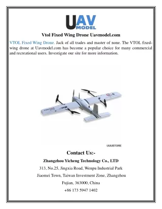 Vtol Fixed Wing Drone | Uavmodel.com