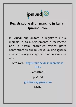 Registrazione di un marchio in Italia  Ipmundi