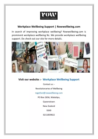 Workplace Wellbeing Support  Rowwellbeing.com