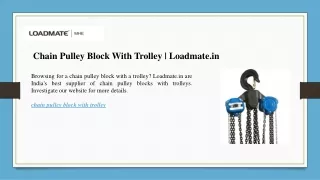 chain pulley block with trolley loadmate in