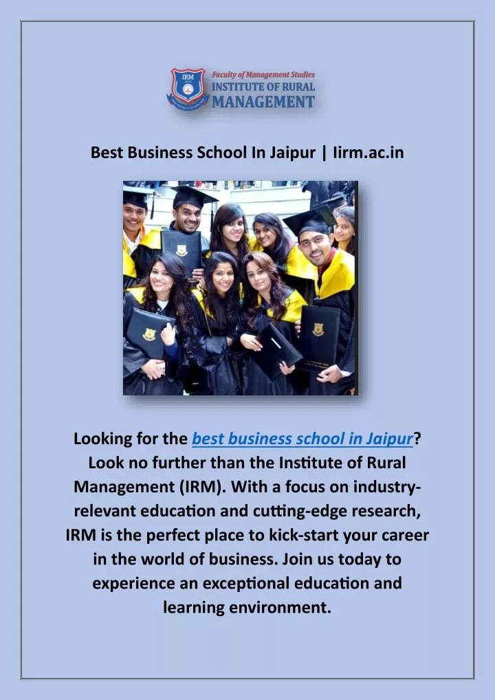 best business school in jaipur iirm ac in