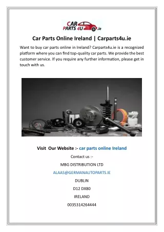 Car Parts Online Ireland  Carparts4u.ie