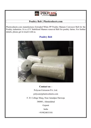 Poultry Belt  Plasticssheets.com