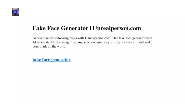 fake face generator unrealperson com generate