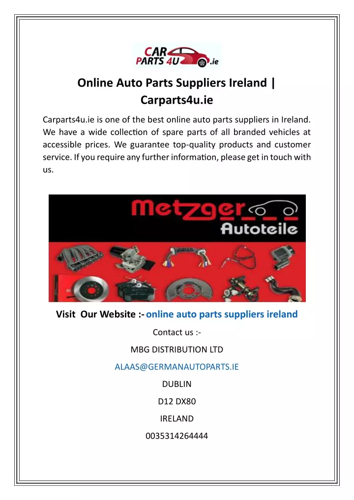 online auto parts suppliers ireland carparts4u ie