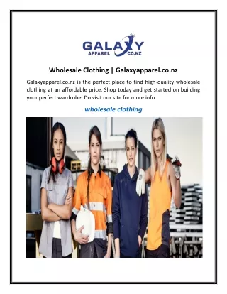 Wholesale Clothing Galaxyapparel.co.nz
