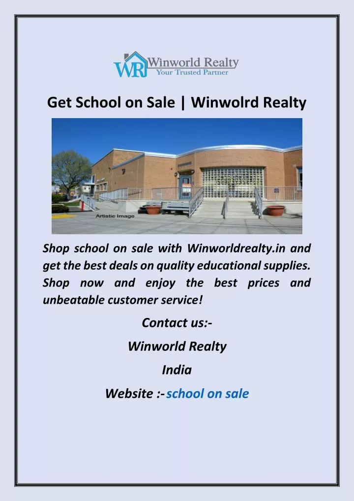 get school on sale winwolrd realty