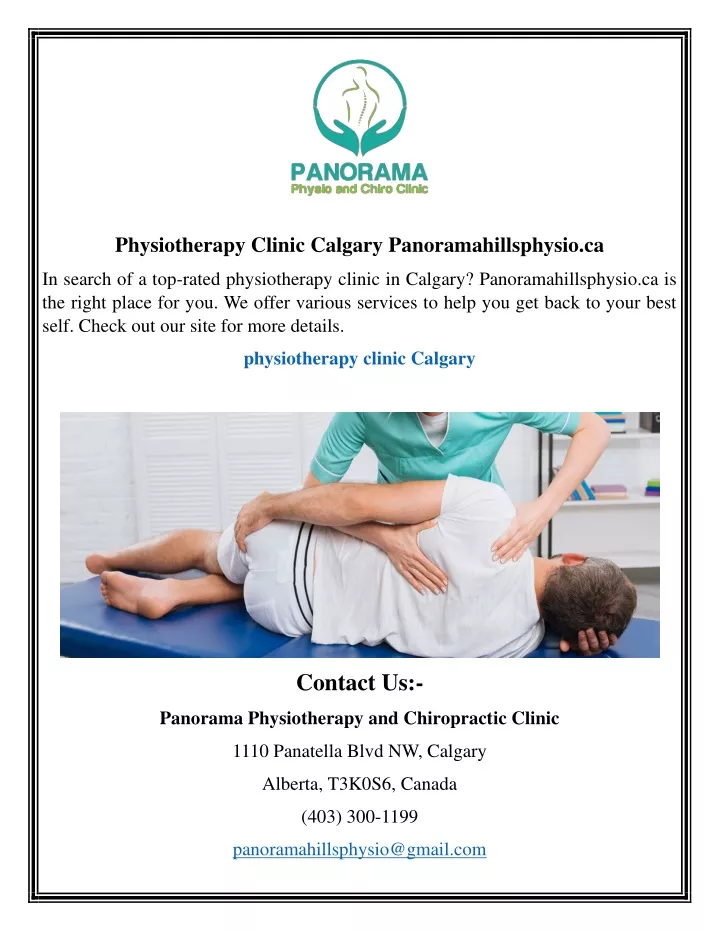 physiotherapy clinic calgary panoramahillsphysio