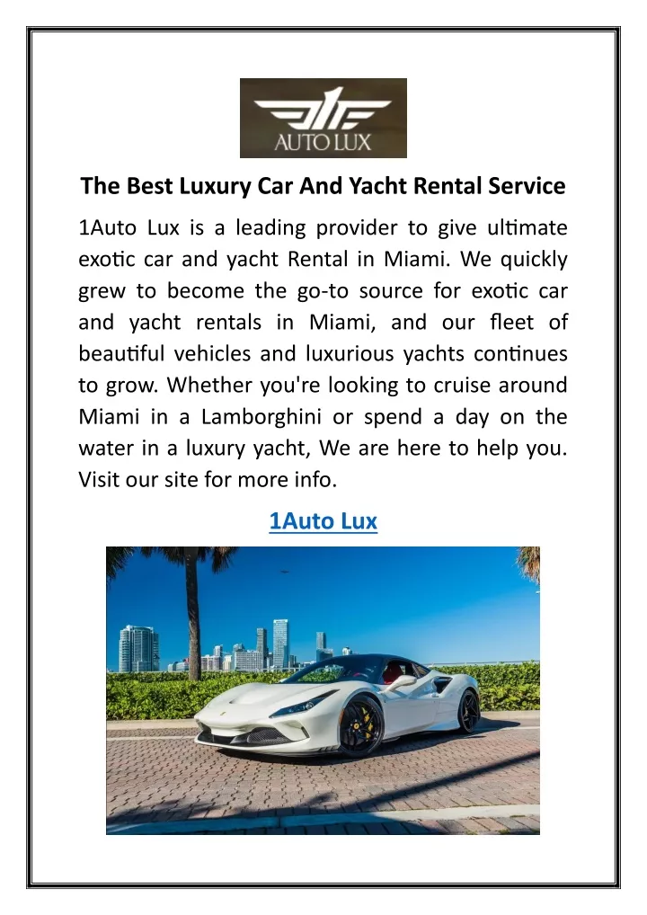 the best luxury car and yacht rental service