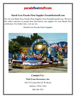 Mardi Gras Parade Float Supplies | Paradefloatstuff.com