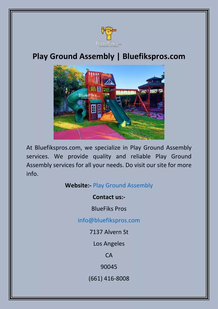 play ground assembly bluefikspros com