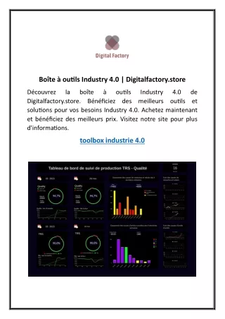Boîte à outils Industry 4.0  Digitalfactory.store