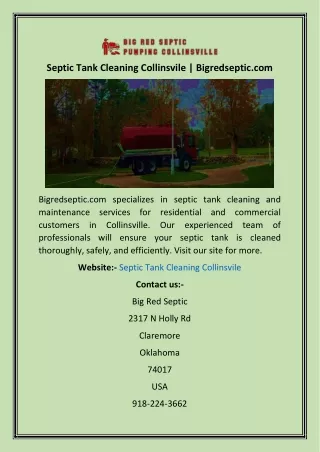 Septic Tank Cleaning Collinsvile  Bigredseptic