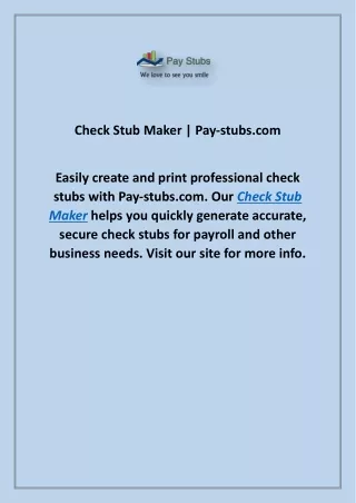 Check Stub Maker | Pay-stubs.com