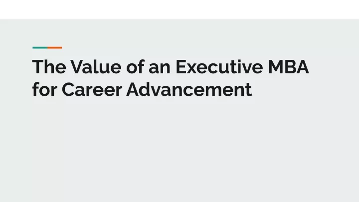 the value of an executive mba for career