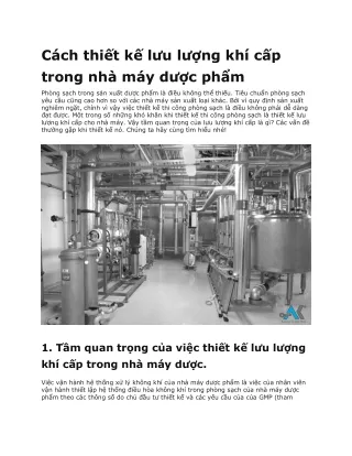 Cách thiết kế lưu lượng khí cấp trong nhà máy dược phẩm