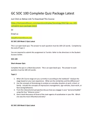 gc soc 100 complete quiz package latest