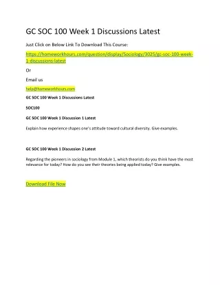 gc soc 100 week 1 discussions latest
