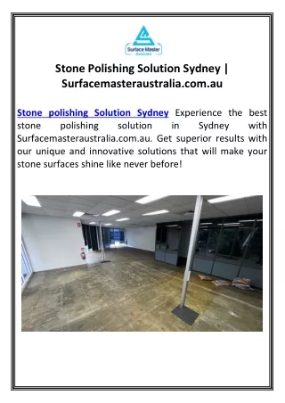 Stone Polishing Solution Sydney | Surfacemasteraustralia.com.au
