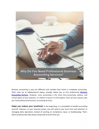 why do you need professional business accounting services_