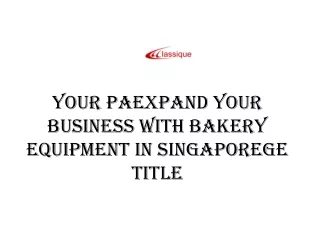 Bakery Equipment Singapore