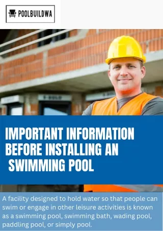 Elite Swimming Pool Installation - Pool Build WA