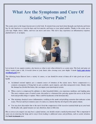 What Are the Symptoms and Cure Of Sciatic Nerve Pain?