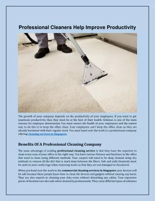 professional cleaners help improve productivity