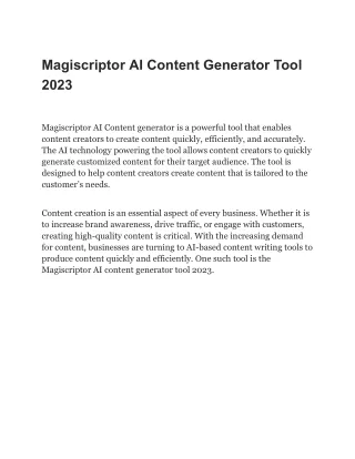 Magiscriptor AI Content Generator Tool 2023