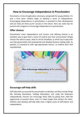how to encourage independence in preschoolers