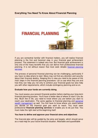 Everything You Need To Know About Financial Planning