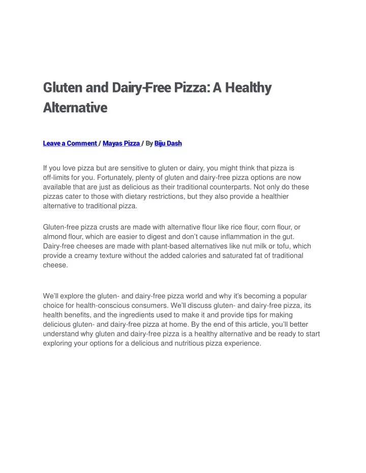 gluten and dairy free pizza a healthy alternative