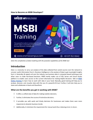 How to Become an MSBI Developer?