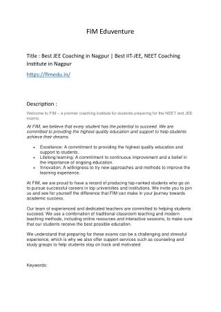 Best JEE Coaching in Nagpur | Best IIT-JEE, NEET Coaching Institute in Nagpur