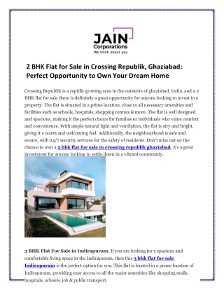 2 BHK Flat for Sale in Crossing Republik, Ghaziabad Perfect Opportunity to Own Your Dream Home