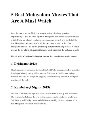 25 Best Malayalam Movies You Must Watch