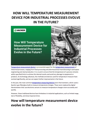 HOW WILL TEMPERATURE MEASUREMENT DEVICE FOR INDUSTRIAL PROCESSES EVOLVE IN THE F